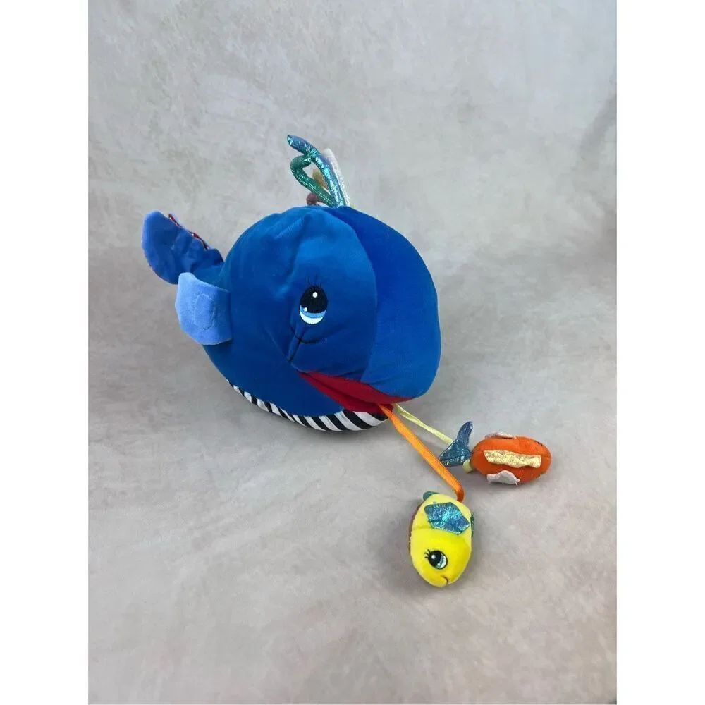 Vintage Love n Care Stuffed Plush Whale Fish Colorful Rattle Toy Green Red Blue